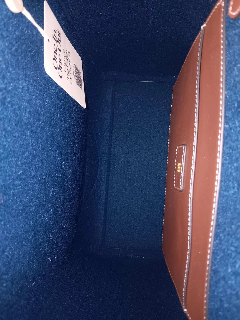 Anya Hindmarch Navy Felt Kellogg's Frosties Tote with Brown Straps - Picture 4 of 6